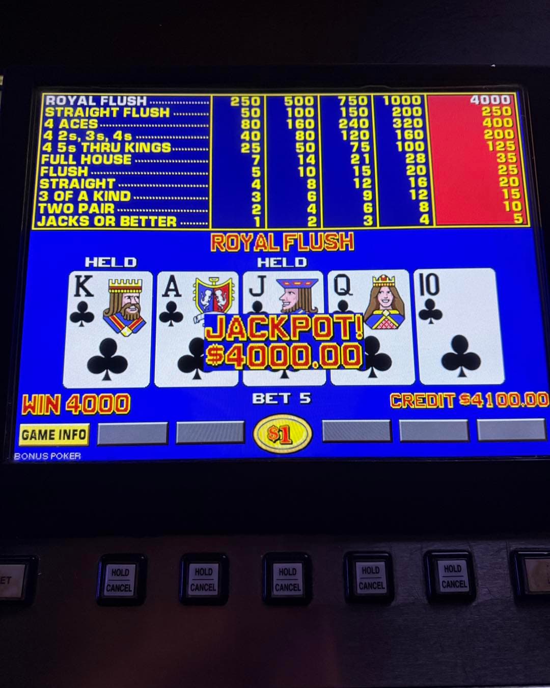 $$4,000 jackpot winner on Poker